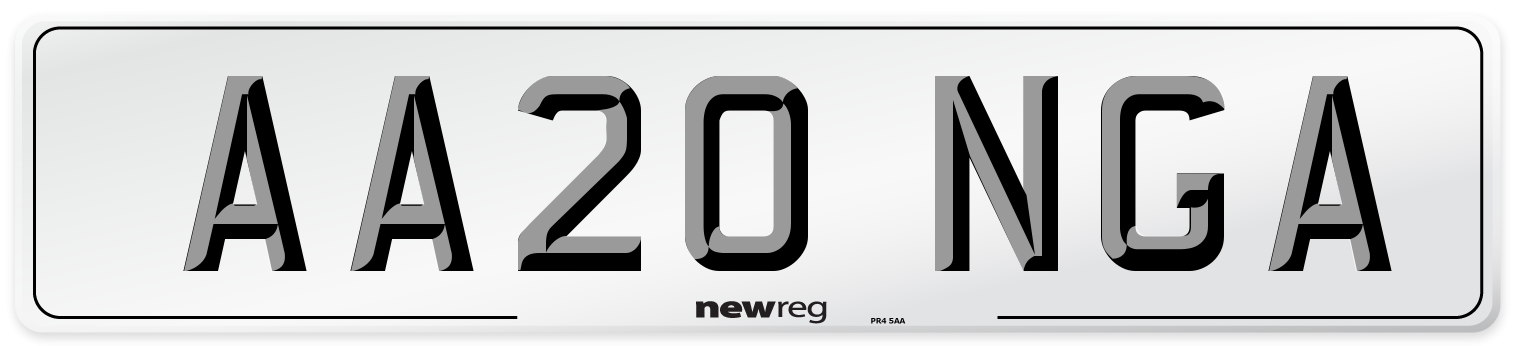 AA20 NGA Number Plate from New Reg